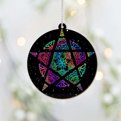 Colorful Pentacle - Witch Ornament (Printed On Both Sides) 1022