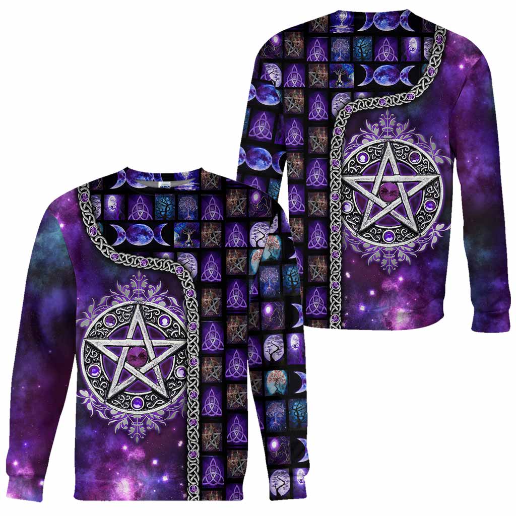 Witch Vibes Purple Pentagram All Over T-shirt and Hoodie
