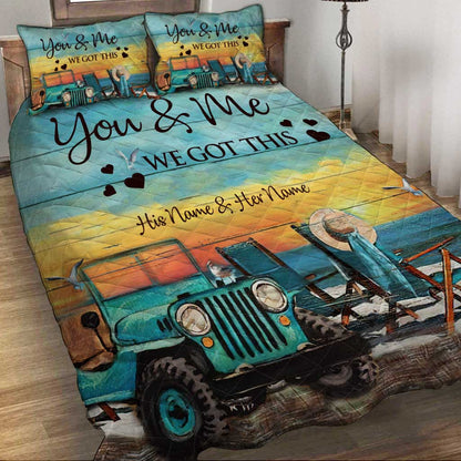 Adventurous Couple - Personalized Car Quilt Set
