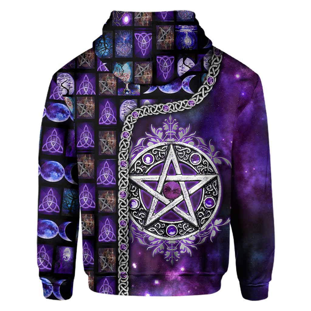 Witch Vibes Purple Pentagram All Over T-shirt and Hoodie