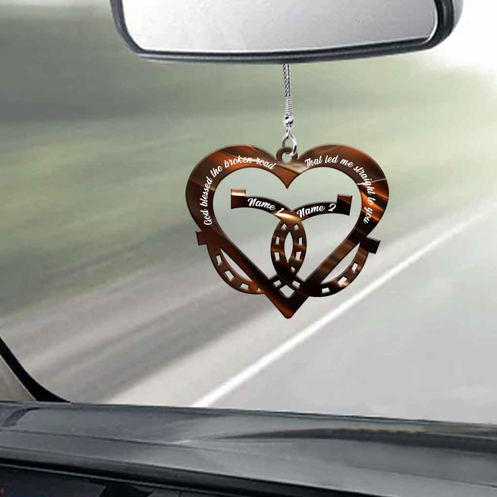 God Blessed The Broken Road - Personalized Couple Horse Transparent Car Ornament