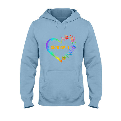 Grandma Heart Prints - Personalized Grandma T-shirt and Hoodie