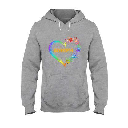 Grandma Heart Prints - Personalized Grandma T-shirt and Hoodie