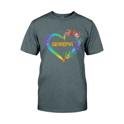 Grandma Heart Prints - Personalized Grandma T-shirt and Hoodie