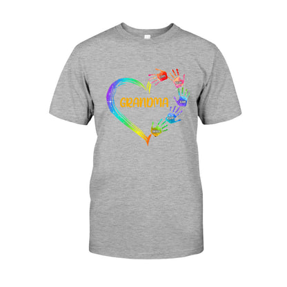 Grandma Heart Prints - Personalized Grandma T-shirt and Hoodie