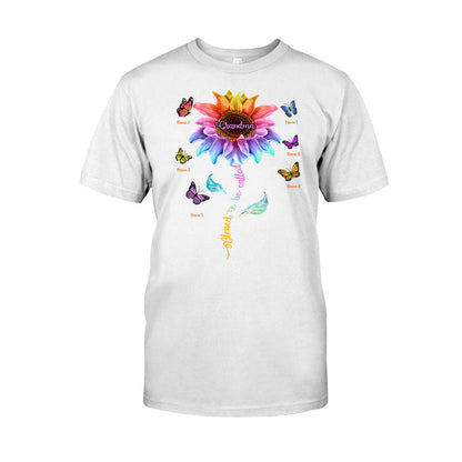Blessed To Be Called Grandma Colorful Sunflower With Butterflies - Personalized Mother's Day T-shirt and Hoodie