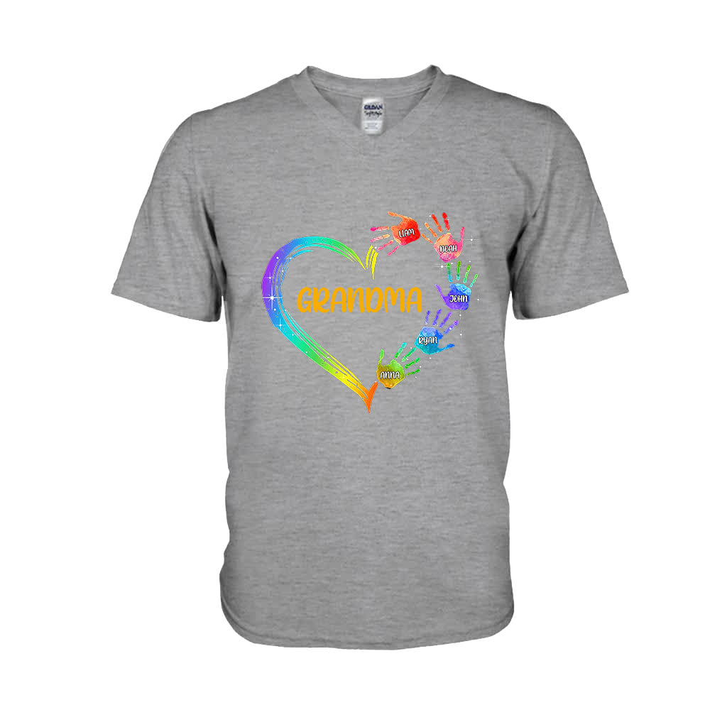 Grandma Heart Prints - Personalized Grandma T-shirt and Hoodie