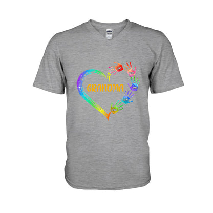 Grandma Heart Prints - Personalized Grandma T-shirt and Hoodie