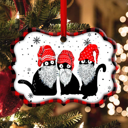 Christmas Black Cats Santa Hat - Cat Ornament (Printed On Both Sides) 1022