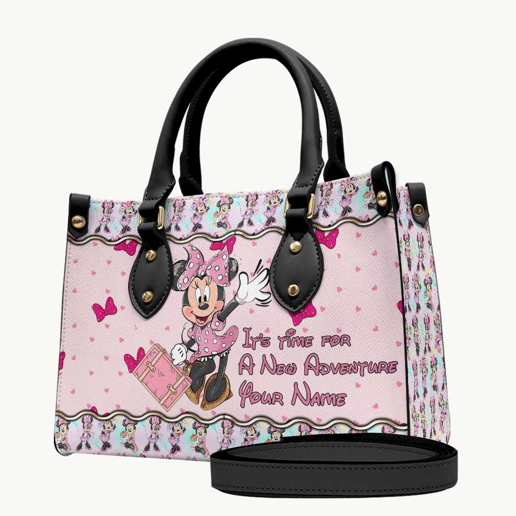 It's Time For A New Adventure - Personalized Mouse Leather Handbag & Luggage Cover