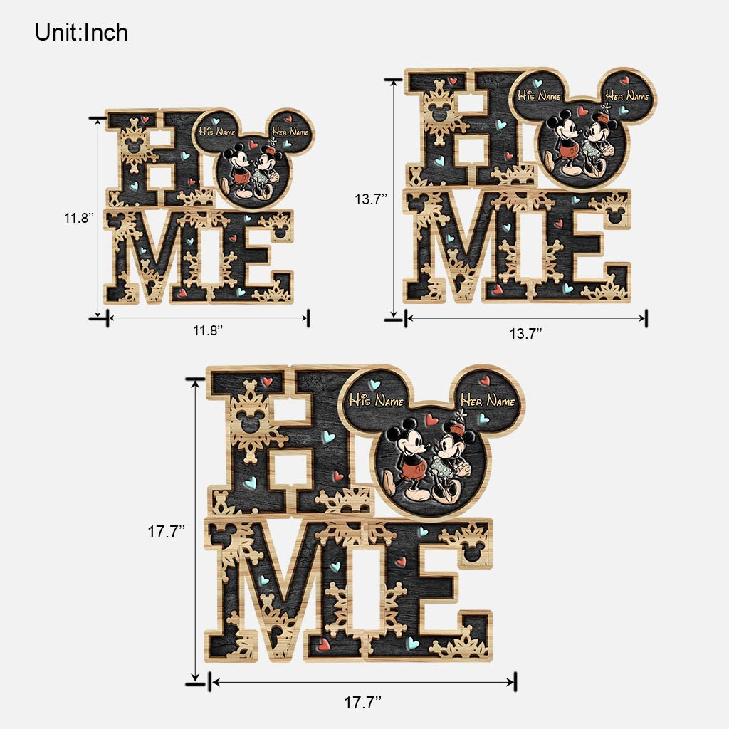 Home Sweet Home - Personalized Couple Mouse Wood Sign