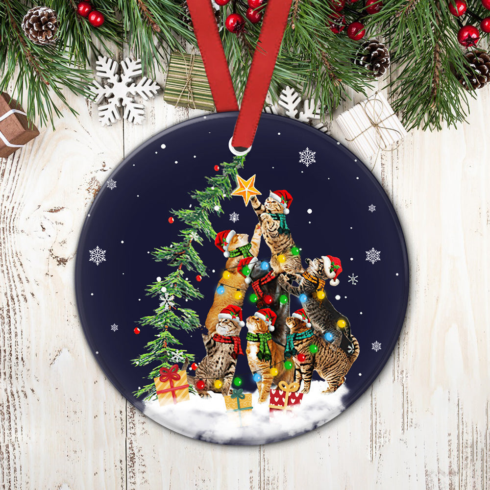Cats Christmas Tree - Cat Ornament (Printed On Both Sides) 1022