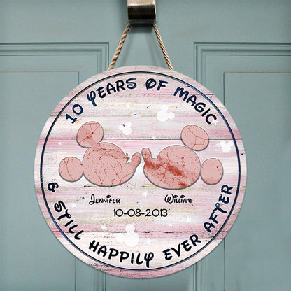 Years Of Magic - Personalized Mouse Round Wood Sign