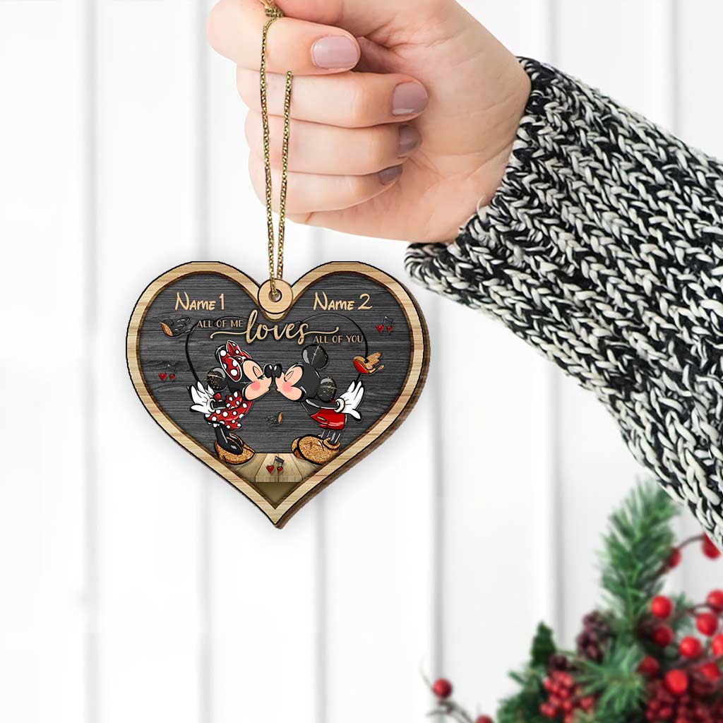To My Love Mouse Ears Couple - Personalized Christmas Mouse Wooden Card Pop Out Ornament
