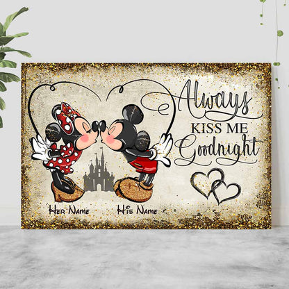 Always Kiss Me Goodnight - Personalized Couple Mouse Poster
