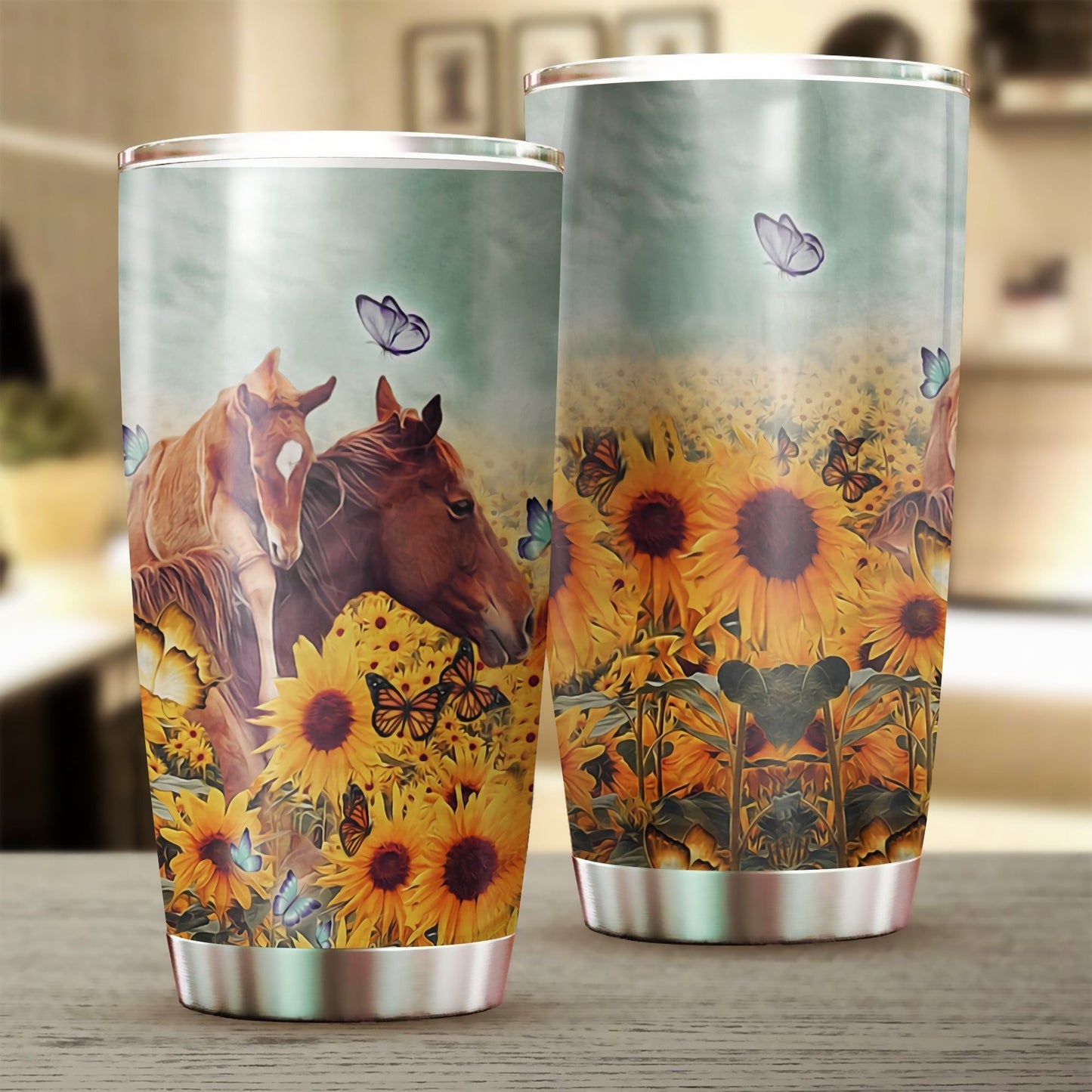 Horse Sunflower Horse Tumbler 0523