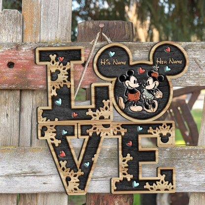 Mouse Ears Couple - Personalized Couple Mouse Wood Sign