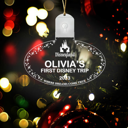 Cast Member Name Tag Ornament - Personalized Mouse Led Acrylic Ornament