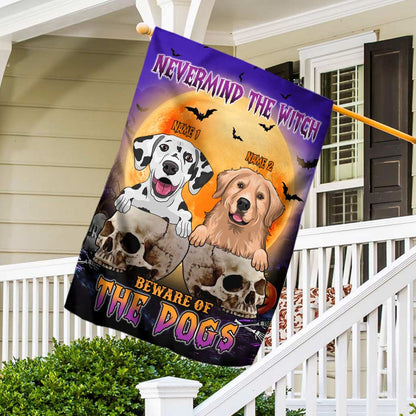 Beware Of The Dogs - Personalized Halloween Witch House Flag