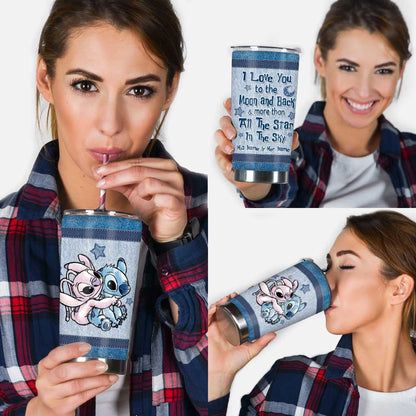 Love You To The Moon And Back - Personalized Couple Ohana Tumbler