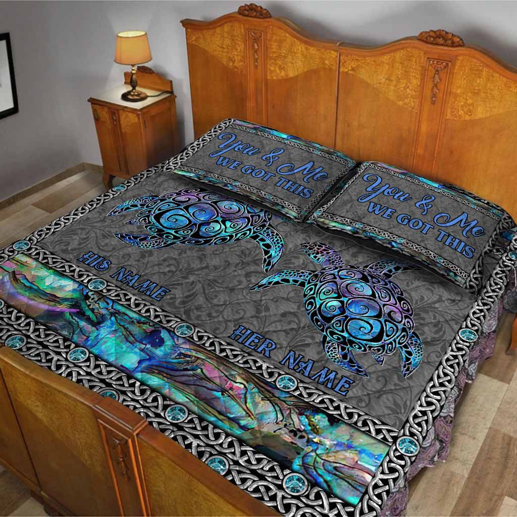 So Many In The Ocean - Personalized Turtle Quilt Set With 3D Pattern Print