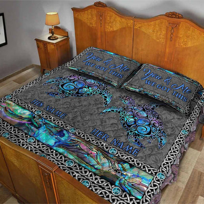 So Many In The Ocean - Personalized Turtle Quilt Set With 3D Pattern Print