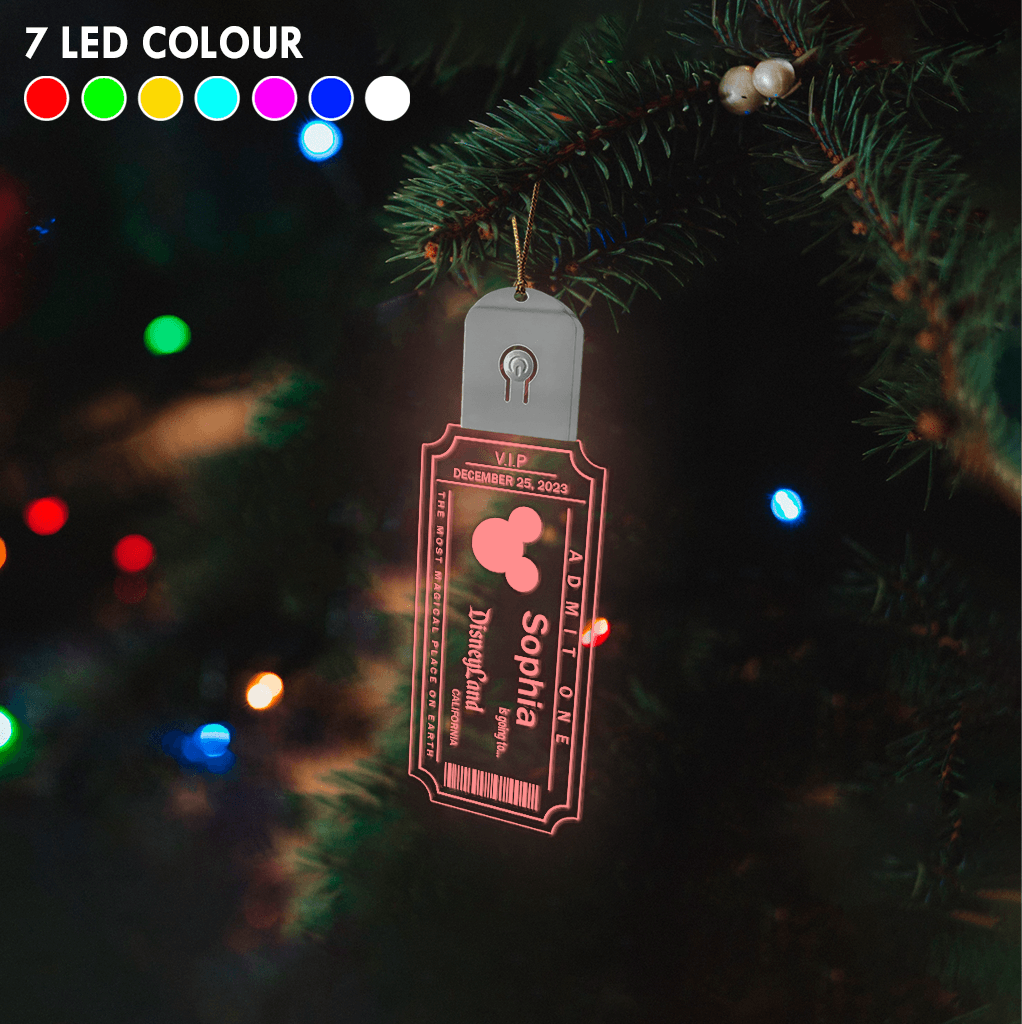 Magical World Ticket - Personalized Mouse Led Acrylic Ornament