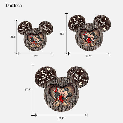 Mouse Ears Couple Heart - Personalized Mouse Wood Sign