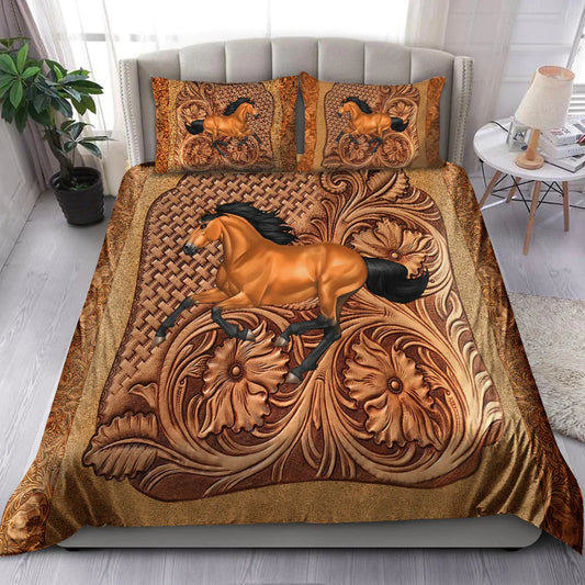 Wooden Pattern Print Horse Bedding Set 0523