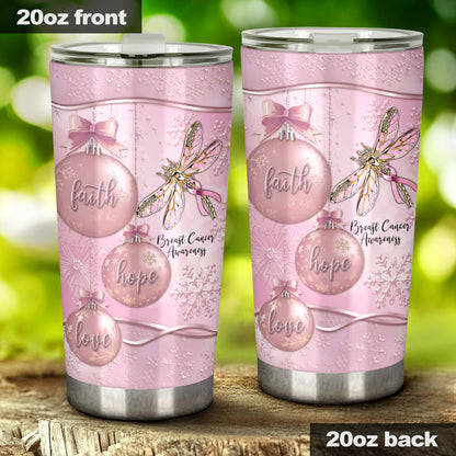 Faith Hope Love - Breast Cancer Awareness Tumbler With Metal Pattern Print 0622
