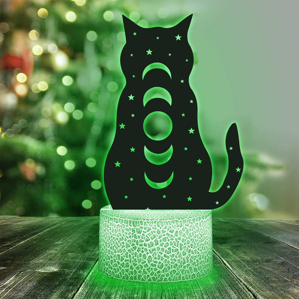 Moon Phase Cat - Witch Shaped Plaque Light Base