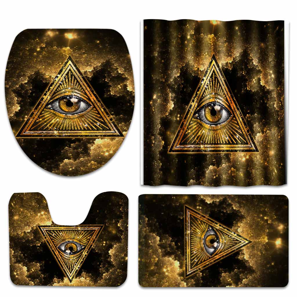 The All Seeing Eye - Witch Bathroom Curtain & Mats Set