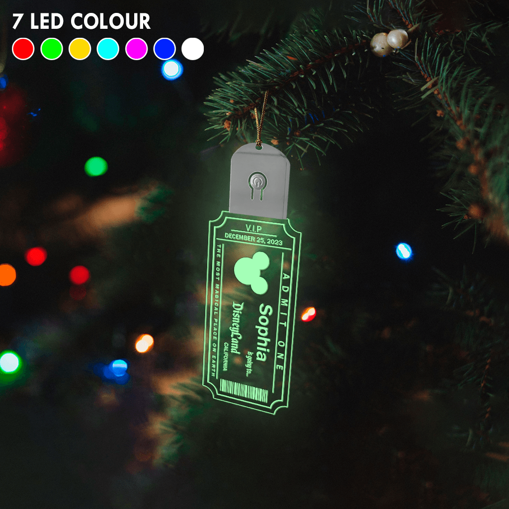 Magical World Ticket - Personalized Mouse Led Acrylic Ornament