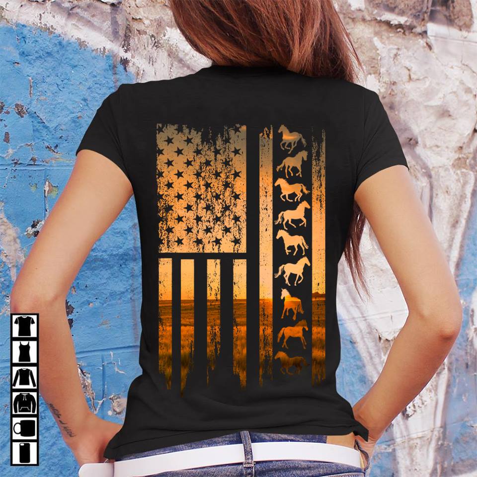American Flag Horse T-shirt and Hoodie 0523