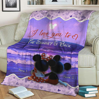 I Love You To The Sunset And Back - Personalized Couple Mouse Blanket