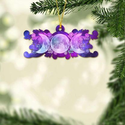 Galaxy Floral Triple Moon Wicca - Witch Ornament (Printed On Both Sides) 1022