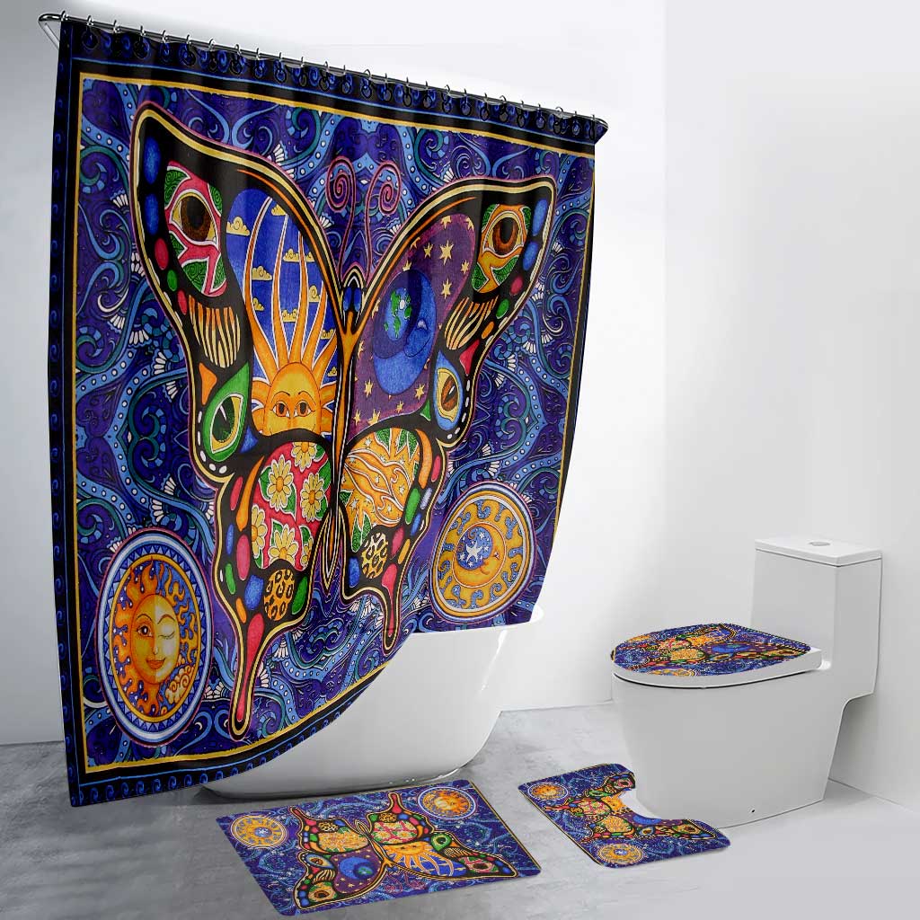 Night And Day Butterfly - Witch Bathroom Curtain & Mats Set