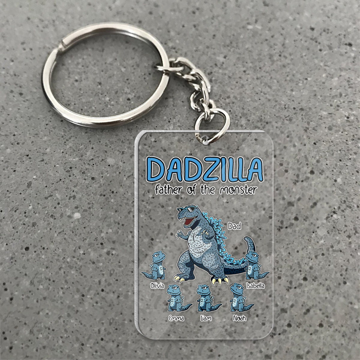 Dadzilla Father Of Monsters - Personalized Father Transparent Keychain