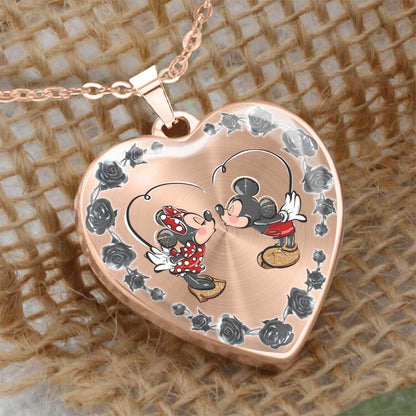 To My Wife - Personalized Couple Mouse Heart Pendant Necklace