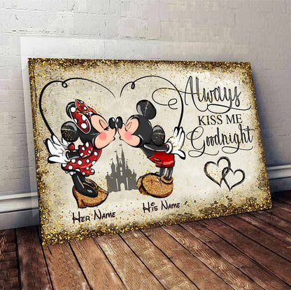 Always Kiss Me Goodnight - Personalized Couple Mouse Poster