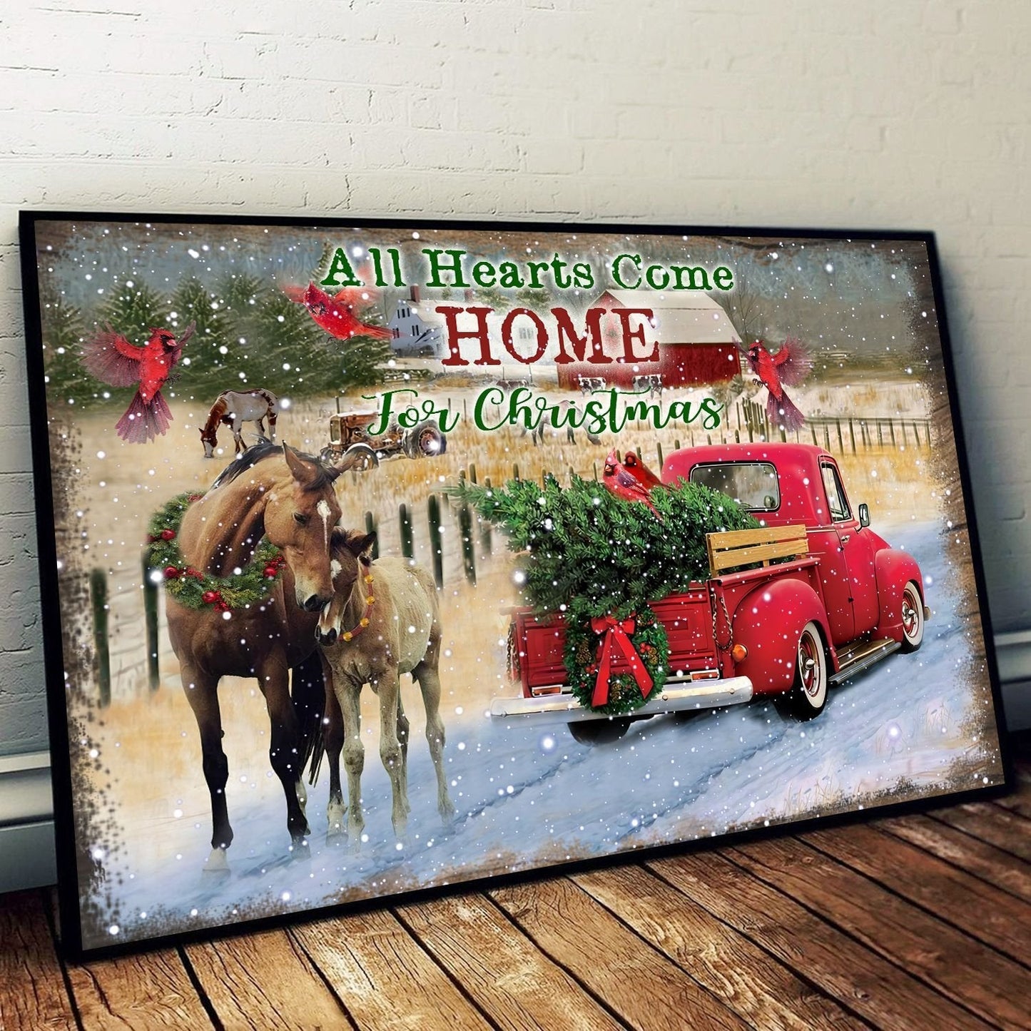 All Hearts Come Home For Christmas Horse Canvas and Poster 0523