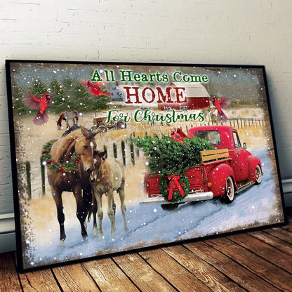 All Hearts Come Home For Christmas Horse Canvas and Poster 0523
