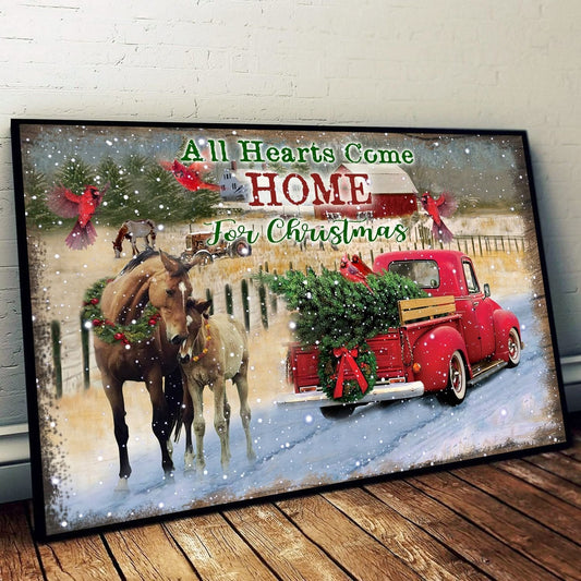 All Hearts Come Home For Christmas Horse Canvas and Poster 0523