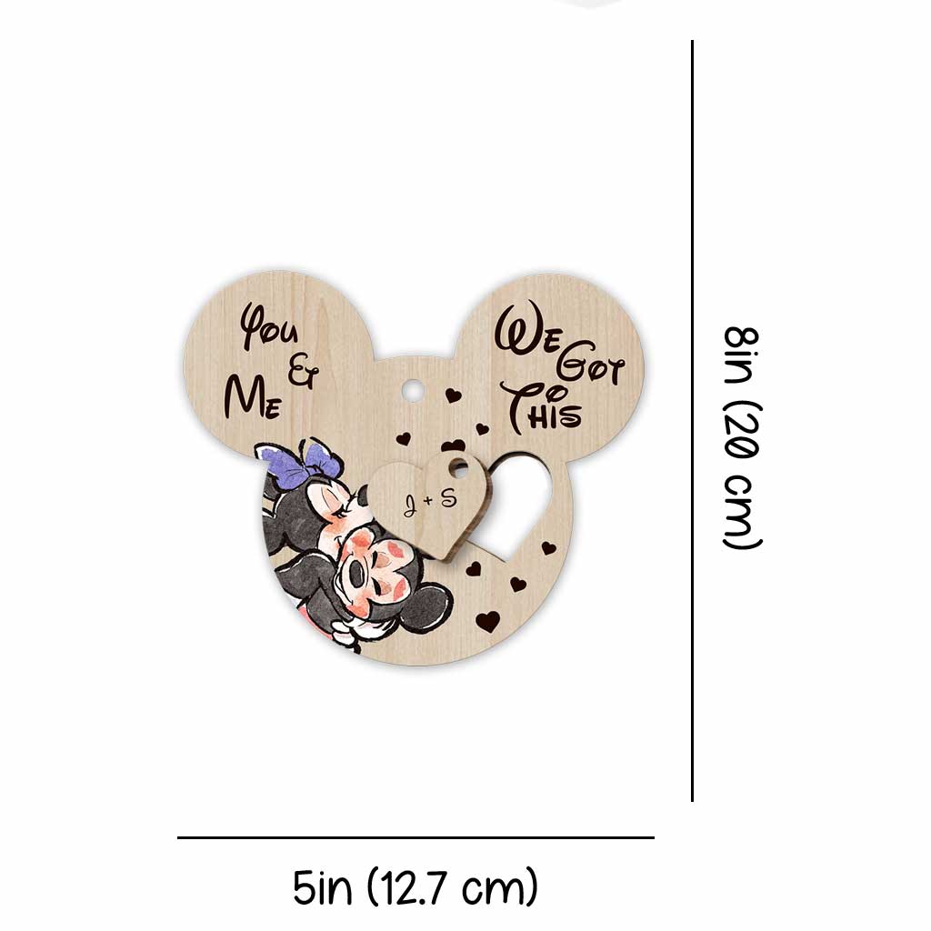 You And Me We Got This - Personalized Christmas Mouse Wooden Card Pop Out Ornament