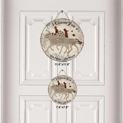 I Choose You Horse Couple - Personalized Round Wood Sign