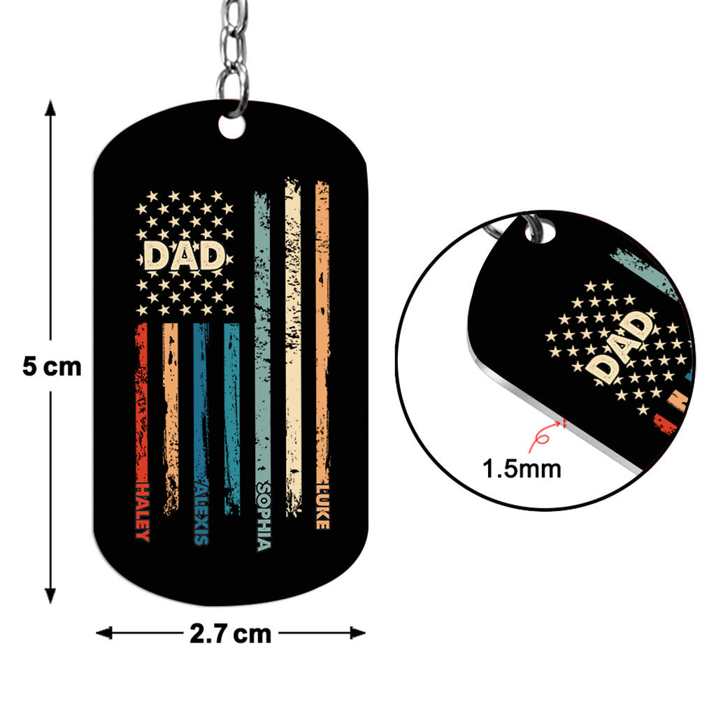 Stars And Stripes - Personalized Independence Day Father Stainless Steel Keychain