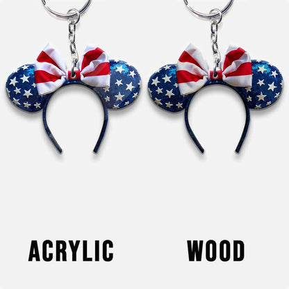 Happy 4th Of July - Independence Day Mouse Keychain With  3D Pattern Print (Printed On Both Sides)