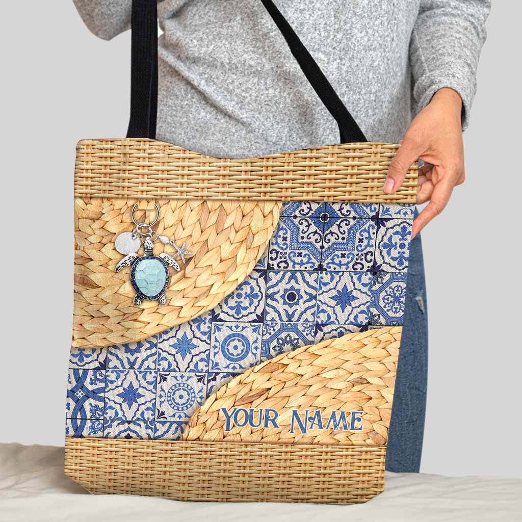 Love Turtles Eclectic Style - Personalized Turtle Tote Bag With 3D Pattern Print