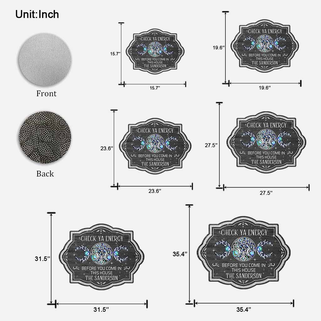 Check Ya Energy - Personalized Witch Shaped Doormat