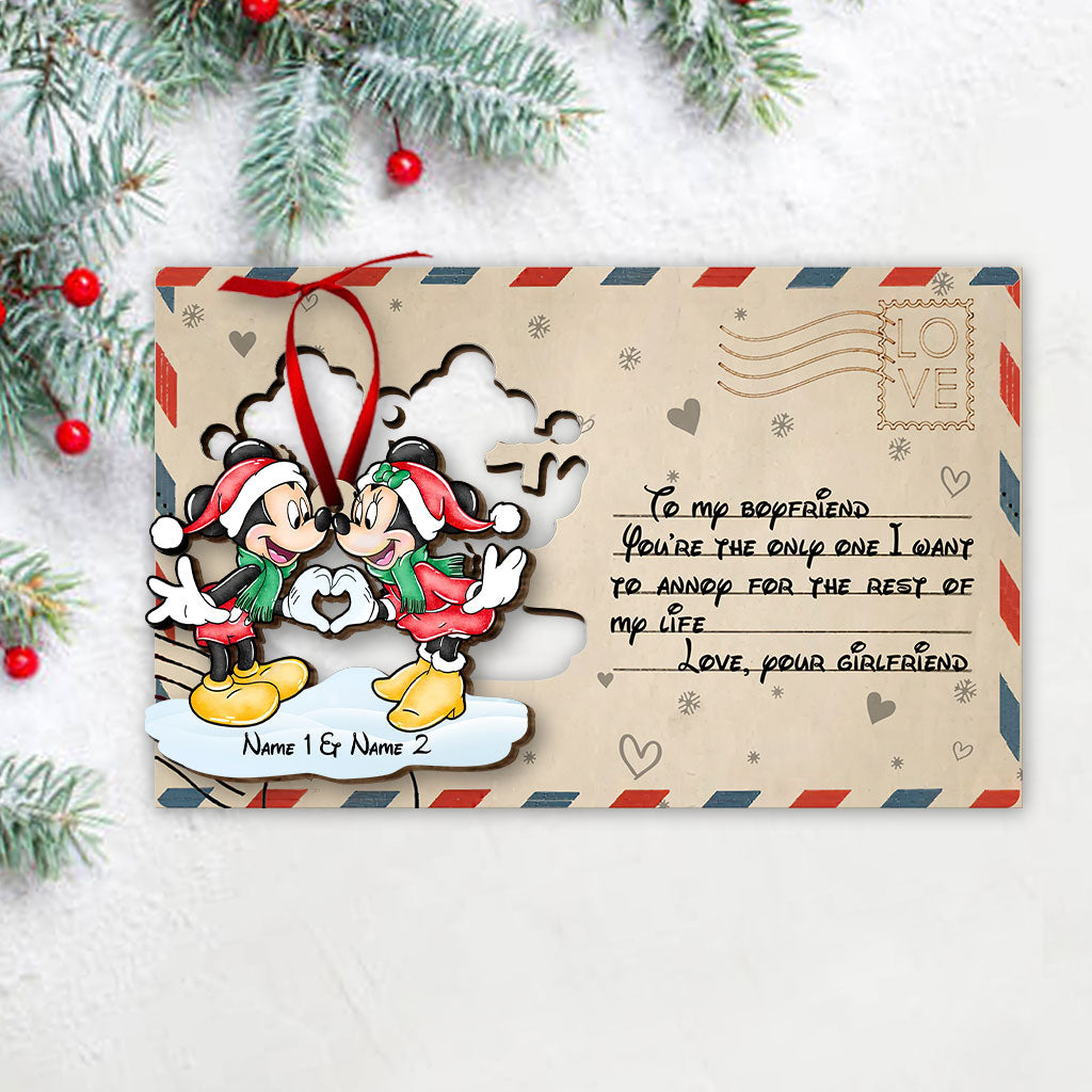 You Are The Only One - Personalized Christmas Mouse Wooden Card Pop Out Ornament